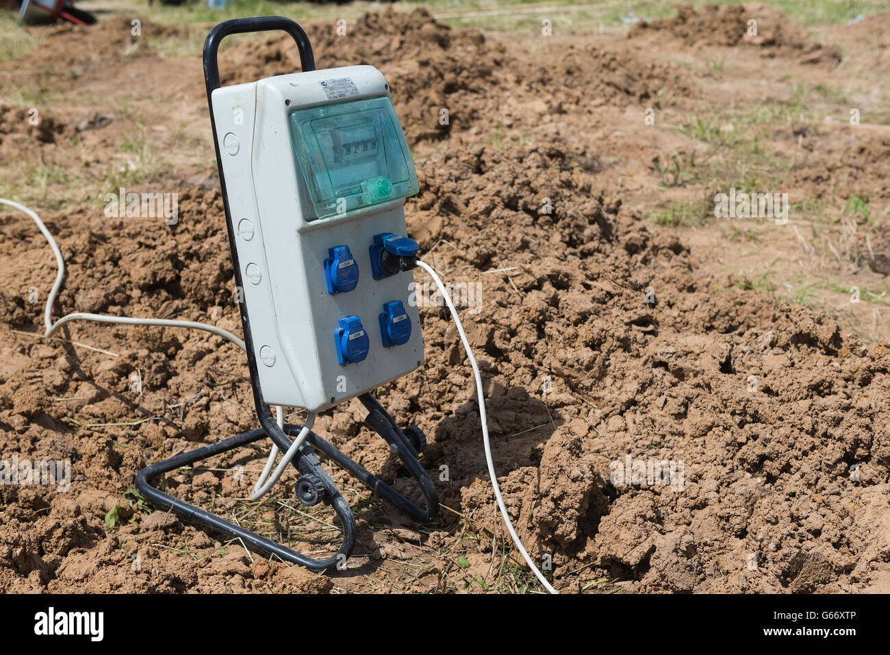 Electric distribution board on the construction site Stock Photo Alamy