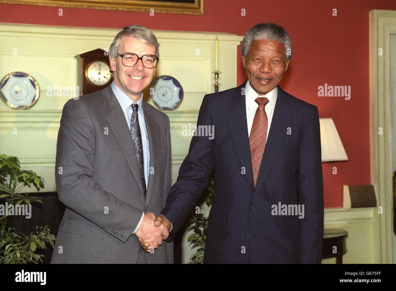 Politics PM John Major and ANC deputy chairman Nelson Mandela