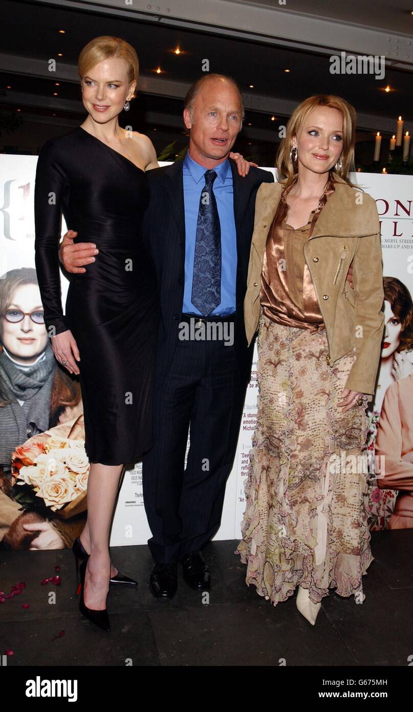 Stars of the film, from left to right; Nicole Kidman, Ed Harris and Miranda  Richardson arrive for the UK film premiere of Stephen Daldrys The Hours  at the Chelsea Cinema in south-west