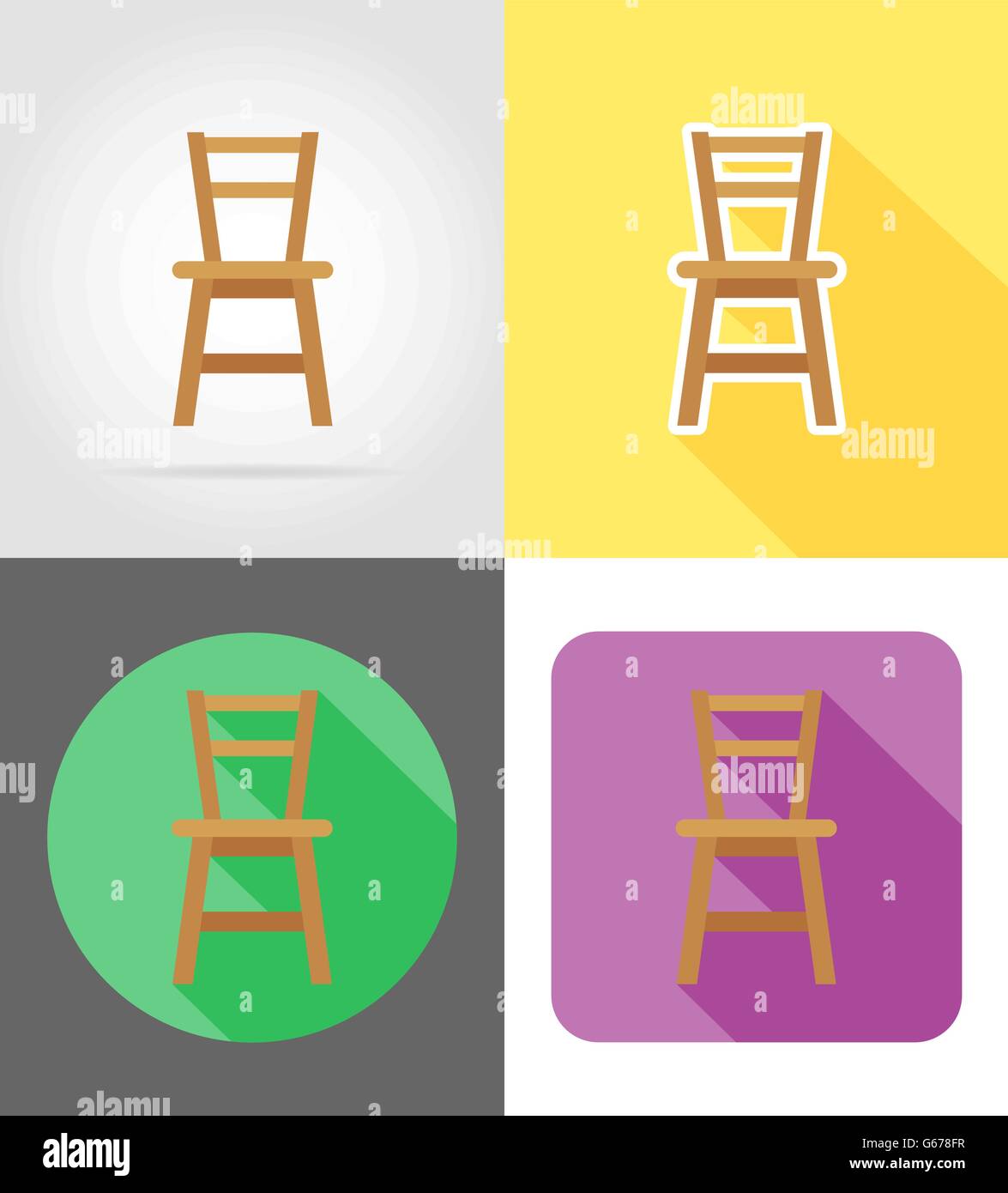 chair furniture set flat icons vector illustration isolated on white ...