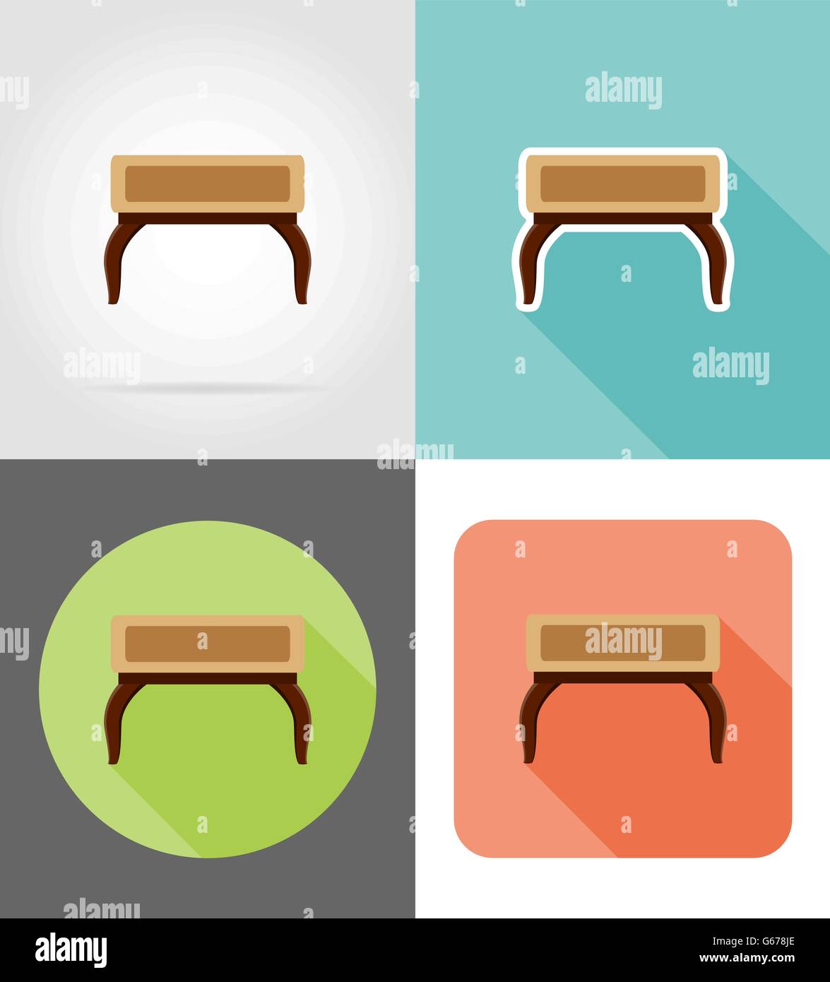 furniture set flat icons vector illustration isolated on white ...