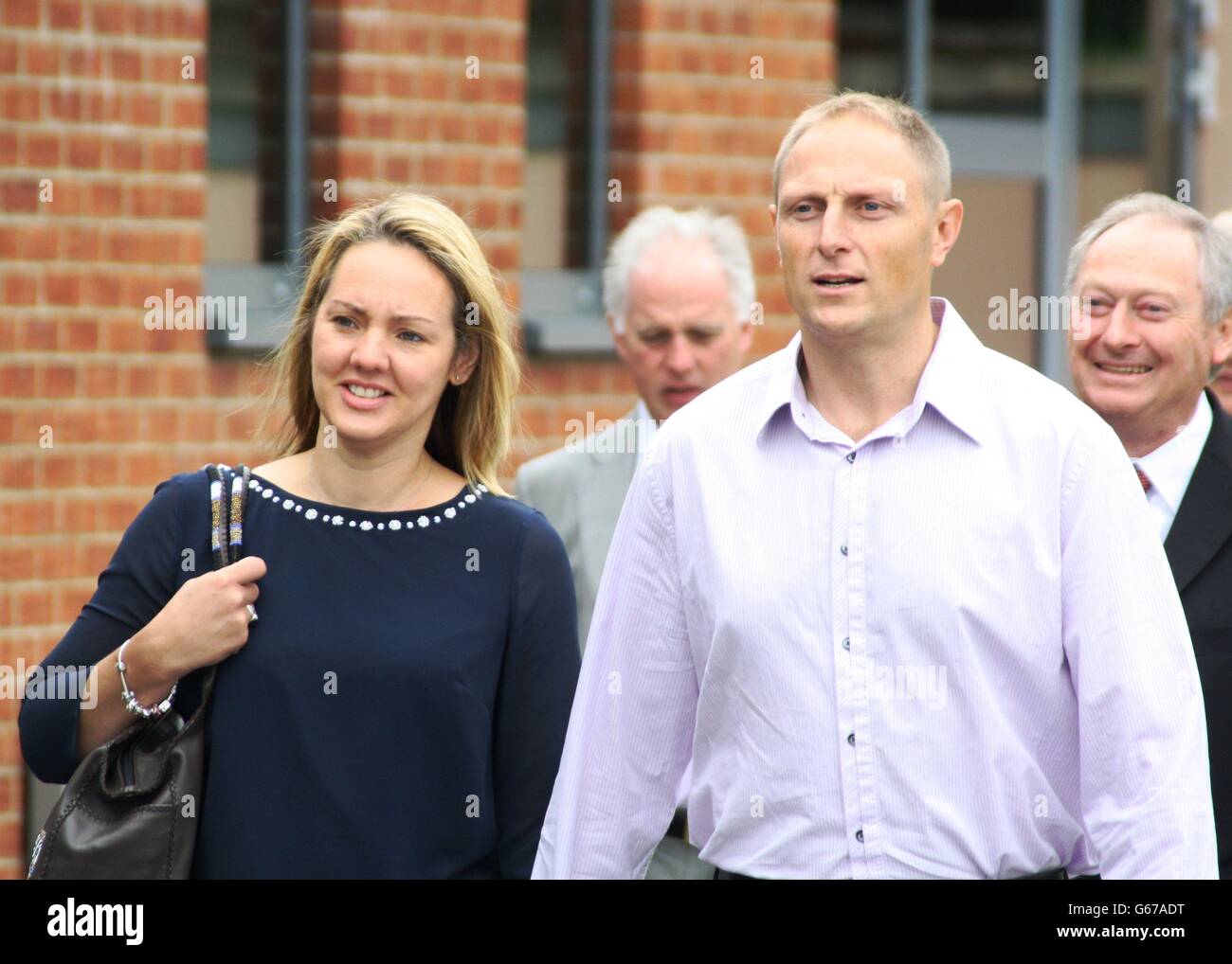 Former SAS sniper, Sgt Danny Nightingale arrives with wife Sally at the Military Court Centre, Bulford, Wiltshire, for the second day of his trial. The trial is expected to begin today, following a day of legal argument yesterday. The former SAS sniper is accused of illegally possessing a gun and ammunition. Stock Photo
