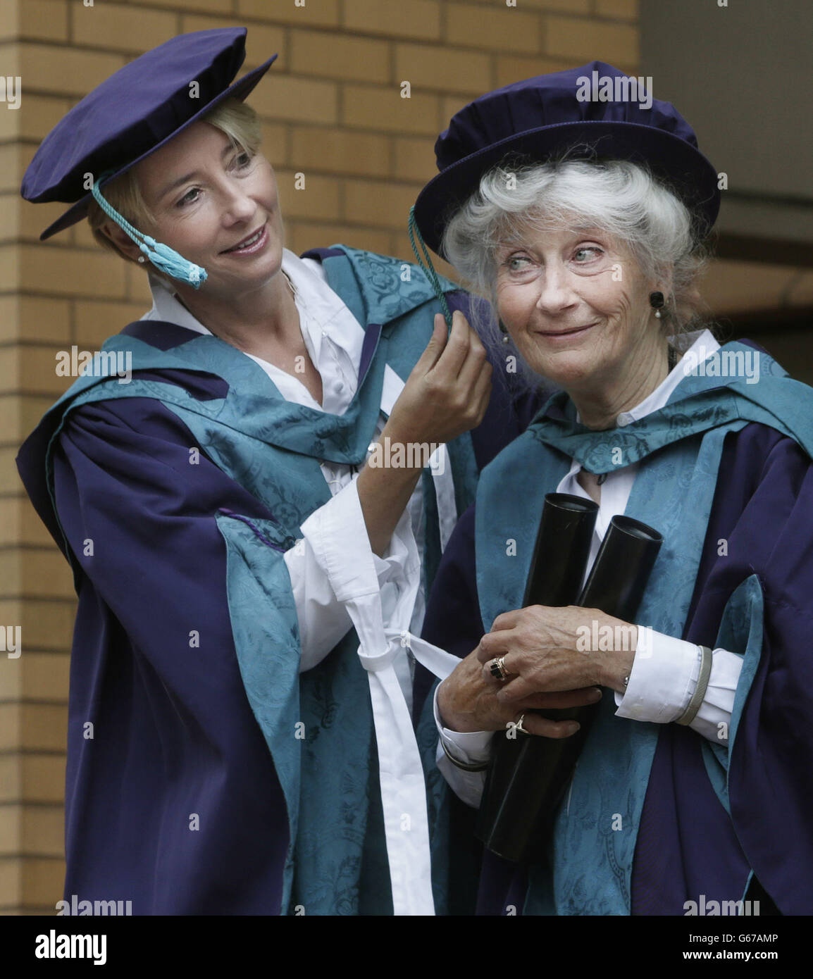 Emma Thompson and her mother Phyllida Law receive honorary degrees at Royal Conservatoire of Scotland in Glasgow. Stock Photo