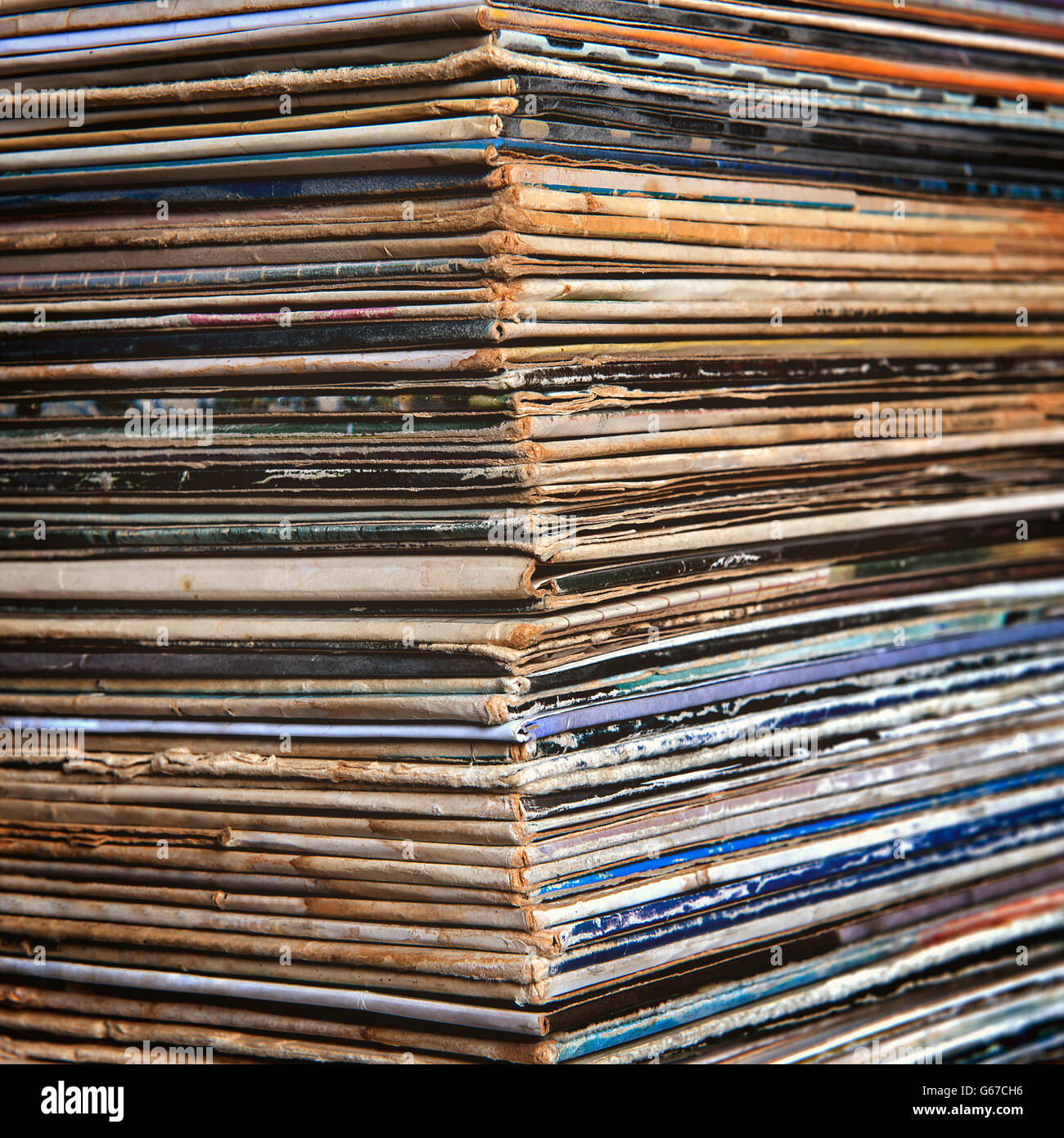 stack of vinyl records in envelopes Stock Photo Alamy
