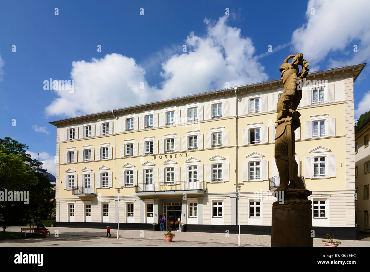 square Kurplatz, Hotel Rossini, Bad Wildbad, Germany, Baden-Württemberg, Schwarzwald, Black Forest Stock Photo