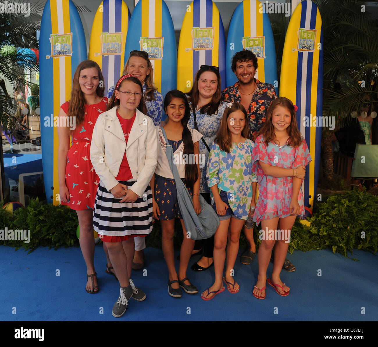 Guests attend the UK screening at Southbank, London, of the Disney Channel Original Movie, Teen Beach Movie, which premieres on the Disney Channel UK on 19th July at 6pm. Stock Photo