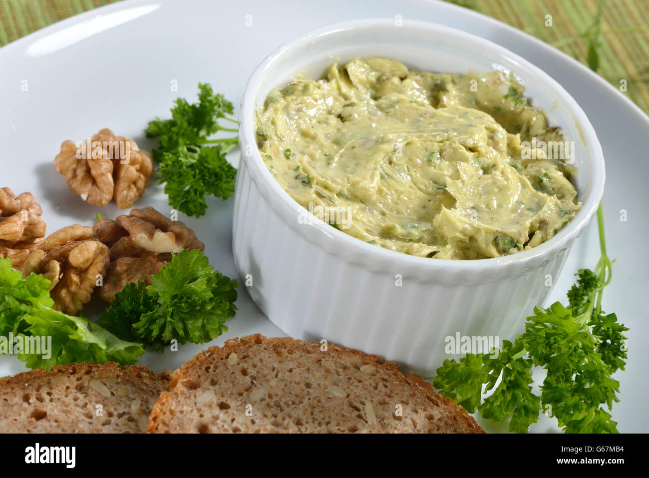 Herb butter, ramson, parsley / (Allium ursinum, Petroselinum crispum) Stock Photo