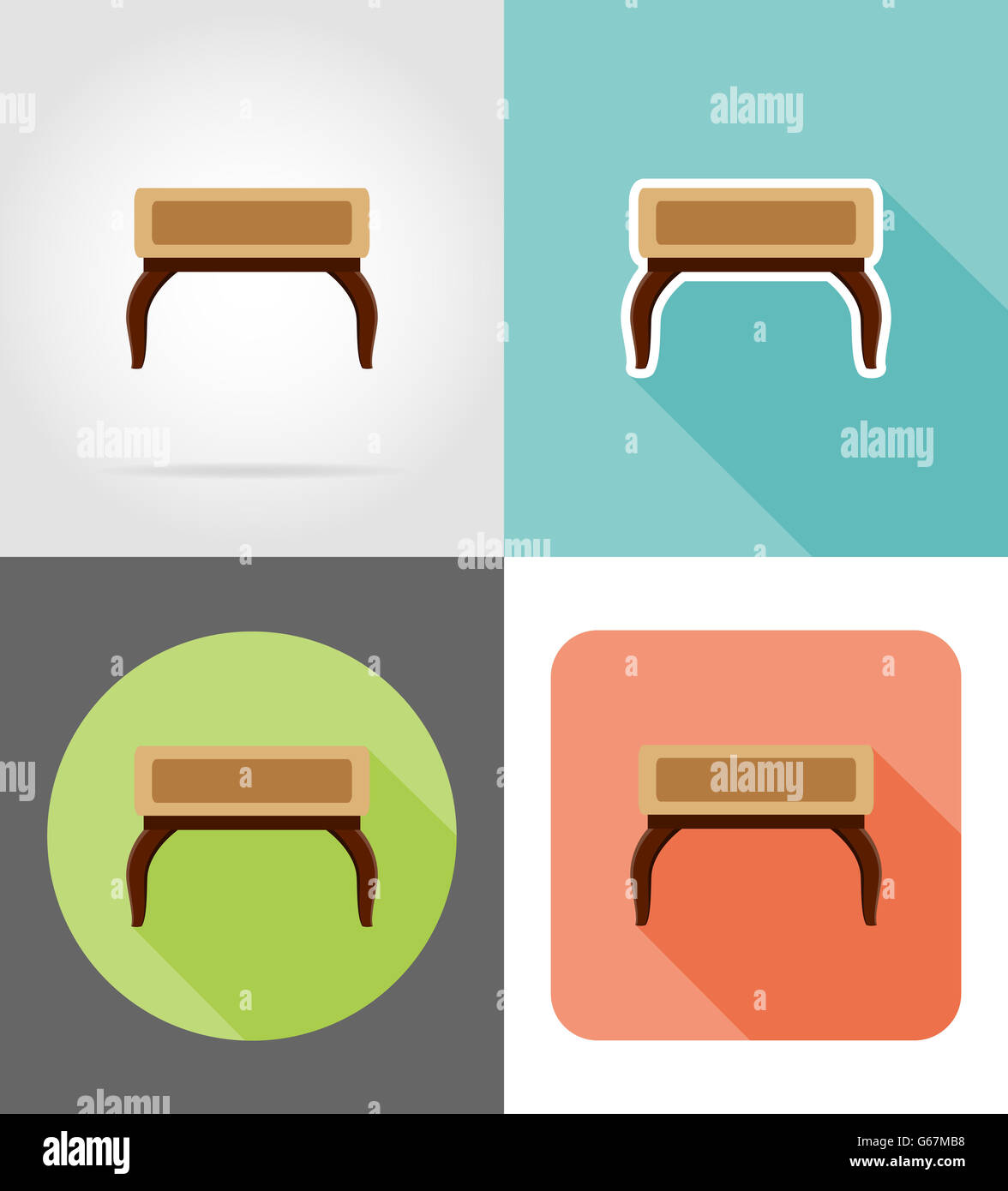 furniture set flat icons illustration isolated on white background ...