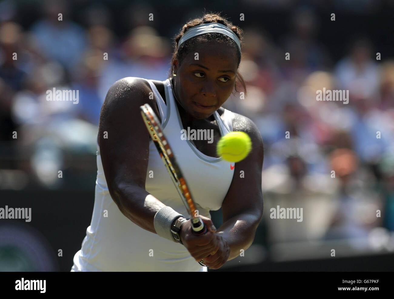 USA's Taylor Townsend in action against Switzerland's Belinda Bencic in(02)
