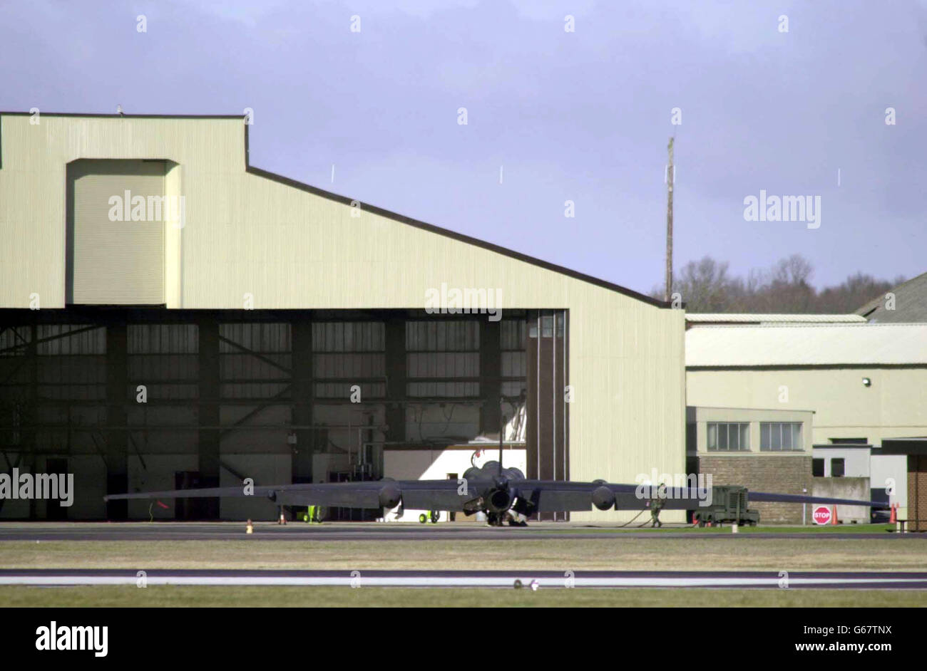 US U2 spy plane. A US U2 spy plane prepares to take off from RAF Fairford in Gloucestershire. Stock Photo