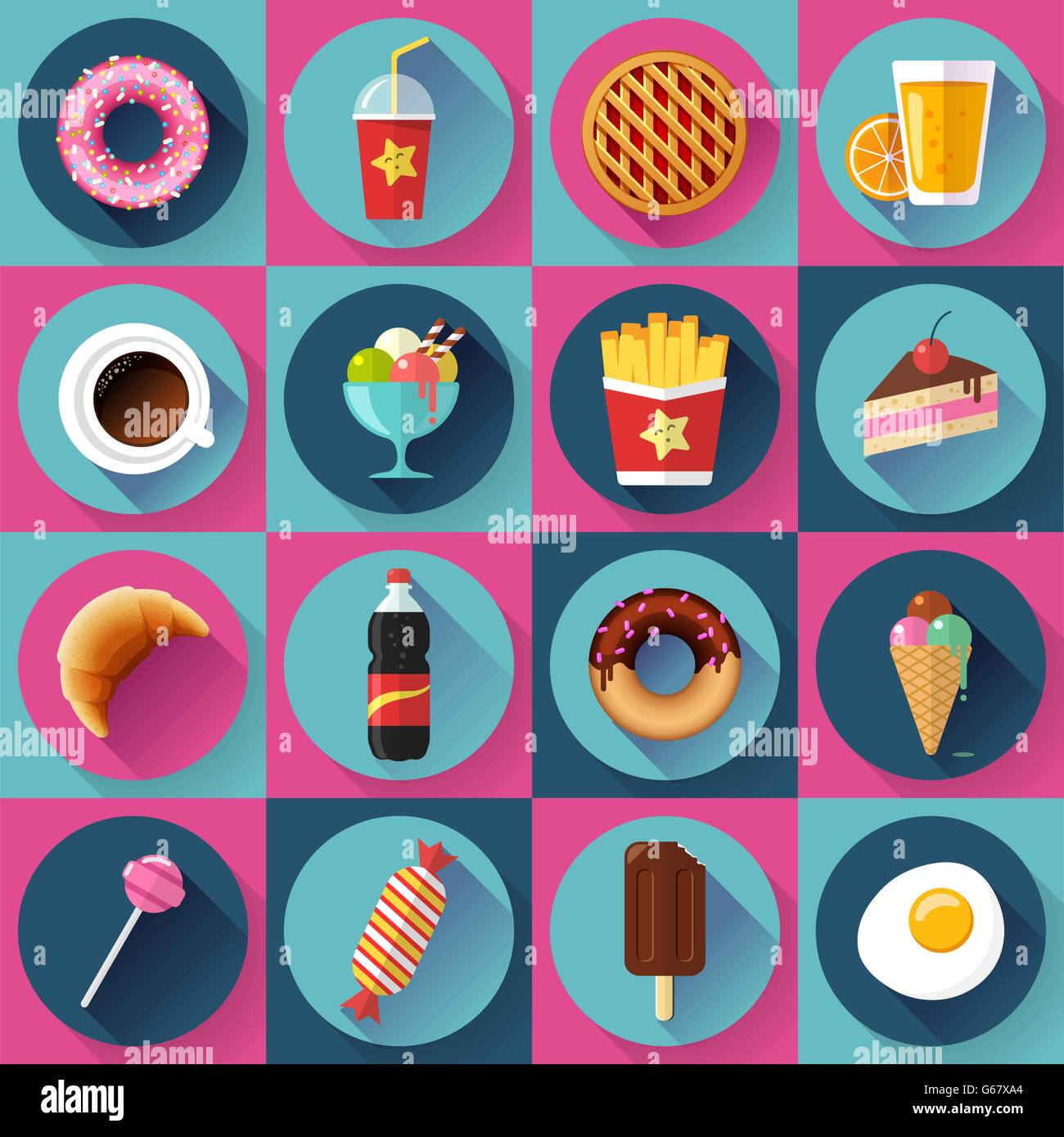 Set of Modern flat icons with FastFood Stock Vector Image & Art - Alamy
