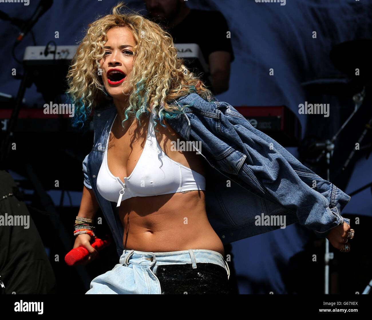 Rita ora performs on the main stage during the 20th t in the park