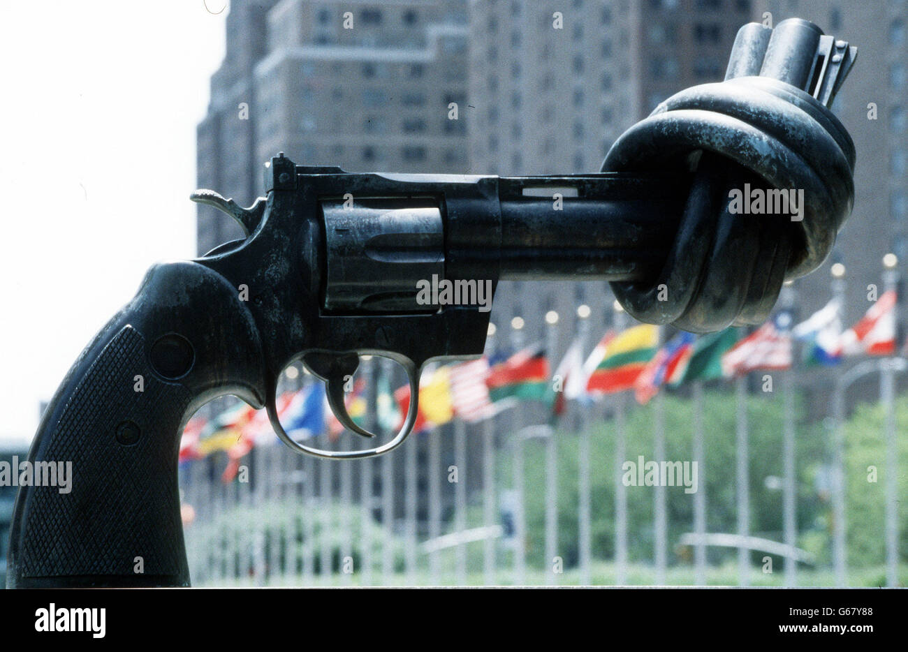 A statue at the United Nations in New York, USA Stock Photo Alamy