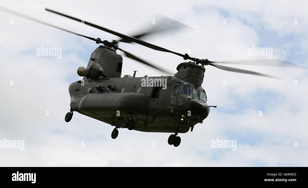 A Chinook Helicoopter during an exercise at Fingringhoe Ranges, in