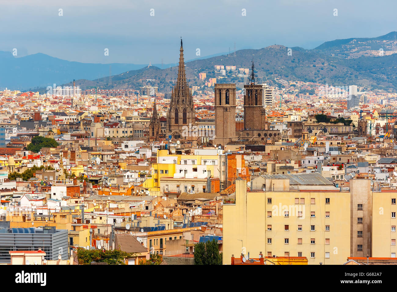 Aerial view of Barcelona, Catalonia, Spain Stock Photo