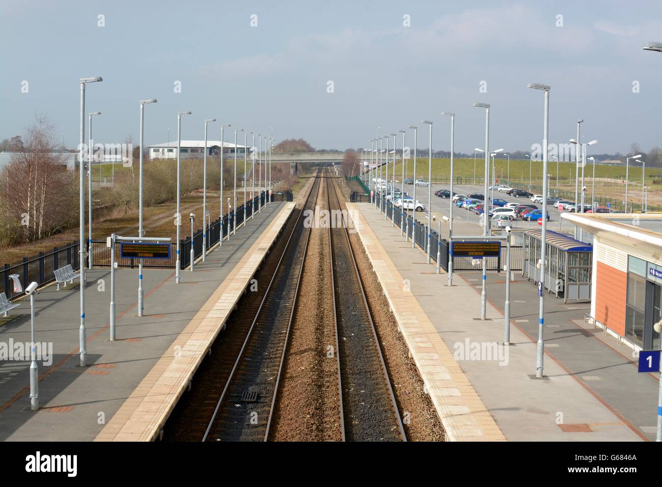 Buckshaw village railway station, Euxton, Lancashire, UK Stock Photo