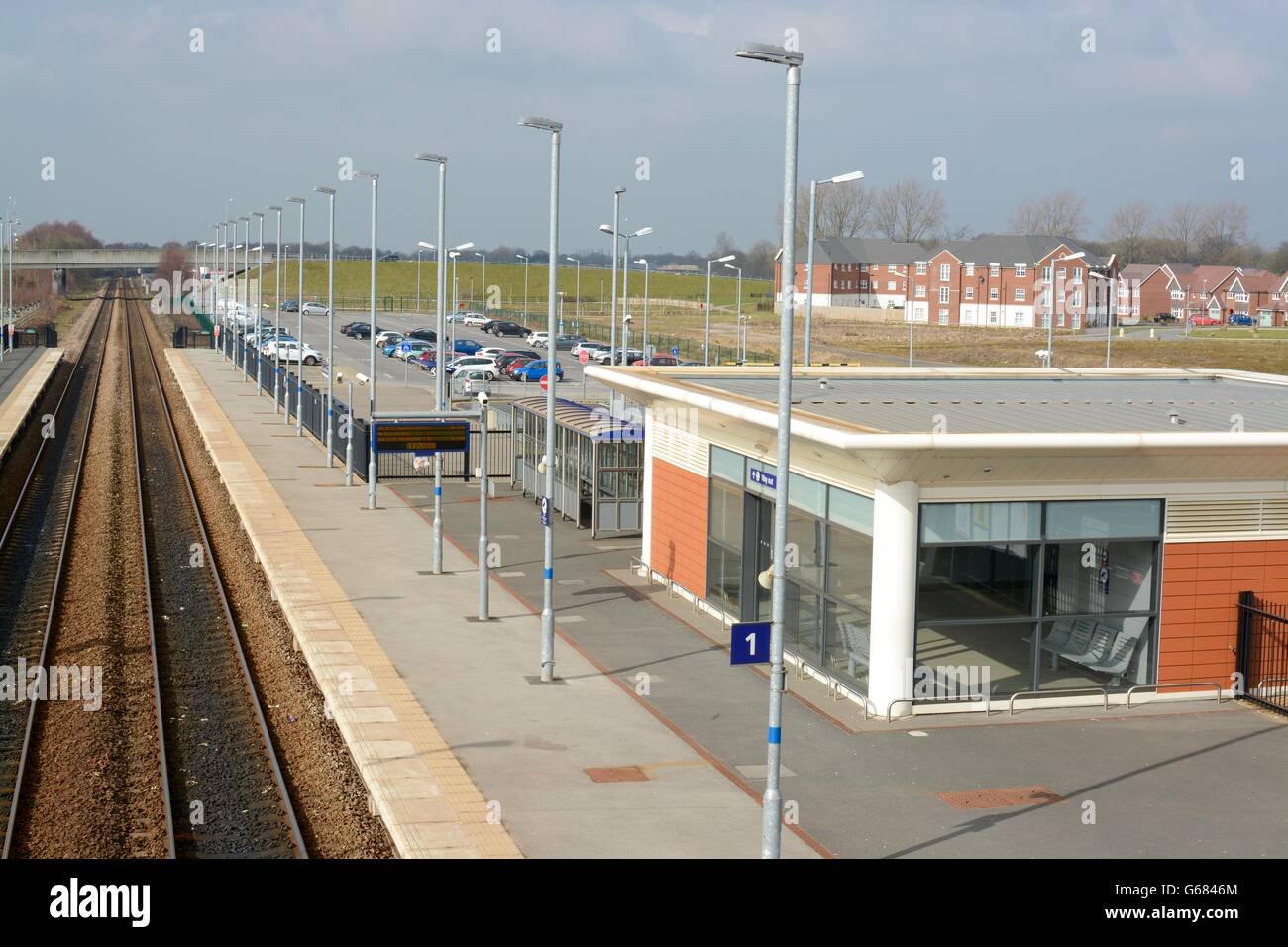Buckshaw village railway station, Euxton, Lancashire, UK Stock Photo