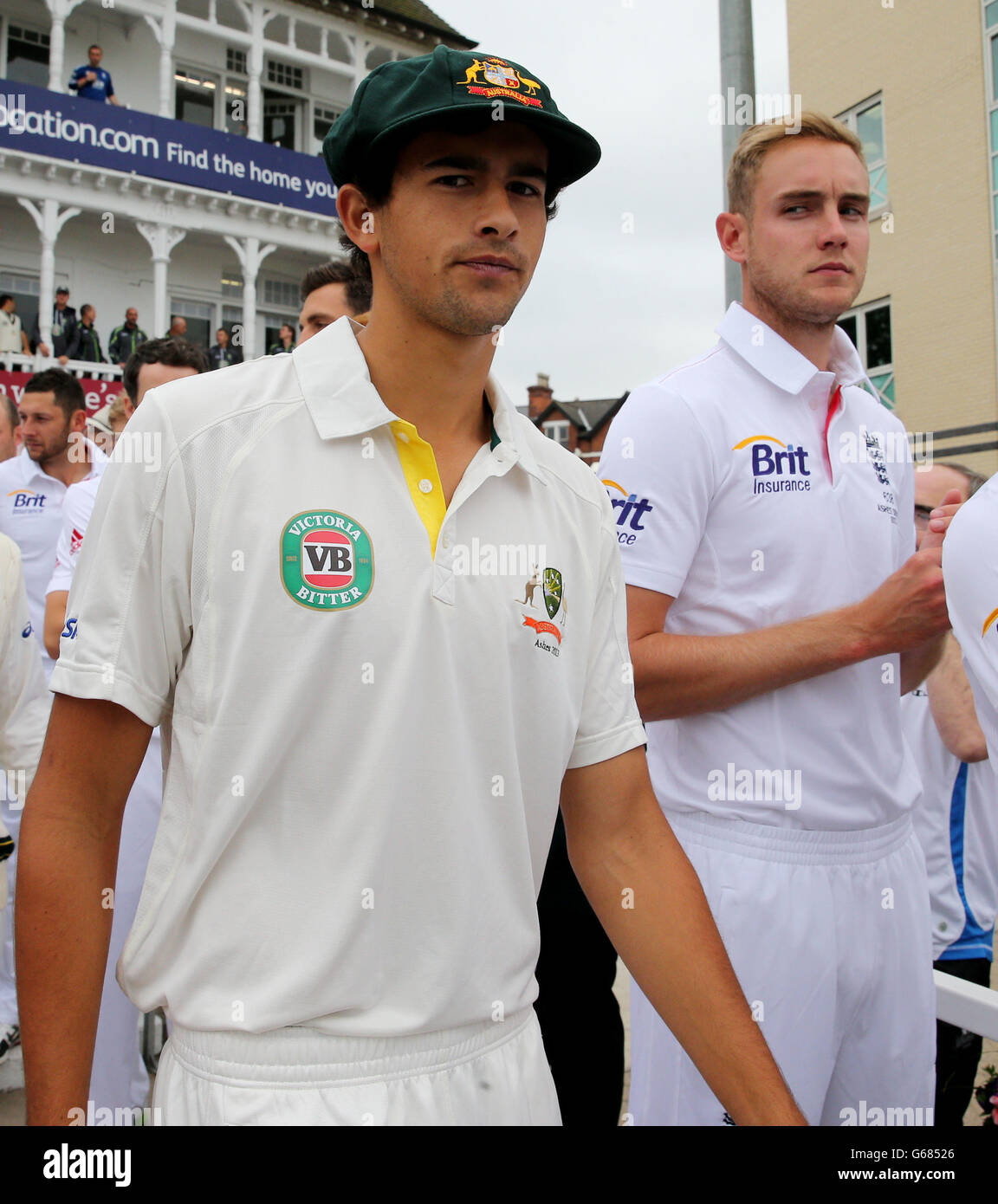 Australia's Ashton Agar on his debut as the players line up for the