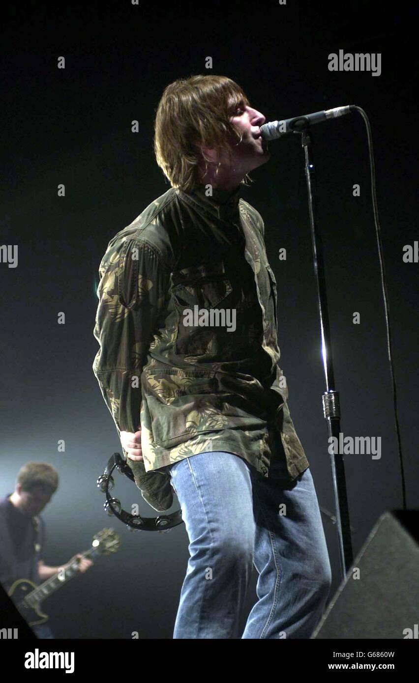 Oasis singer liam gallagher performing on stage point theatre hires