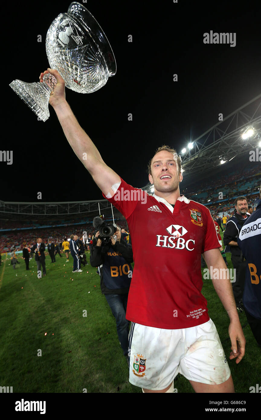 British and Irish Lions captain Alun-Wyn Jones celebrates with the ...