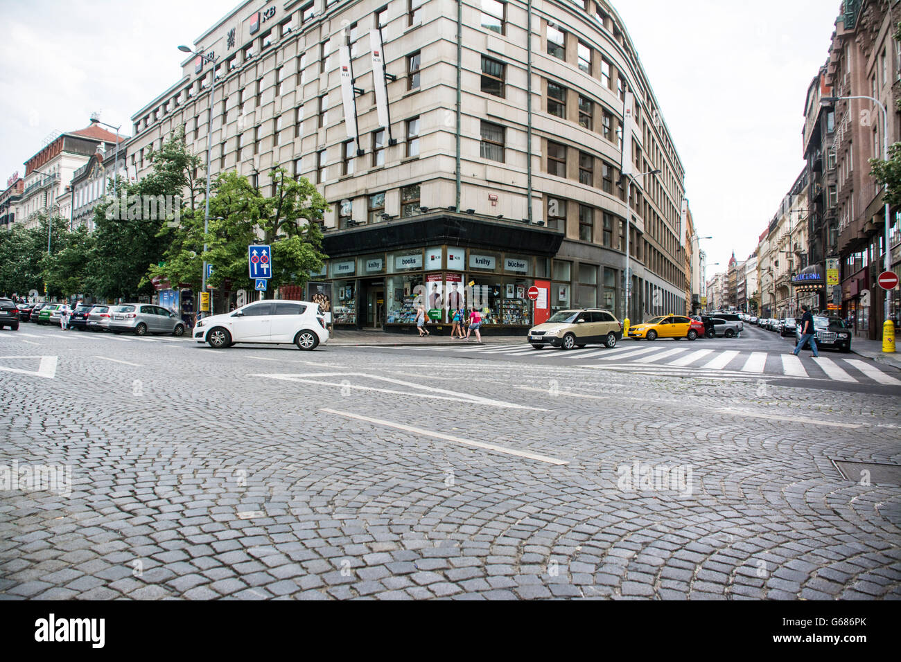intersection of Prague street Stock Photo