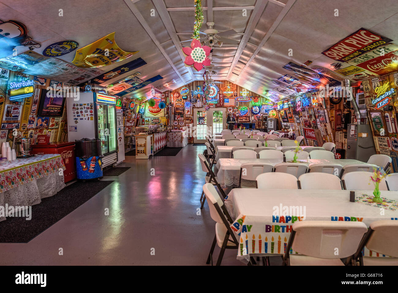 Interior of Bob's Gasoline Alley on historic Route 66 in Missouri Stock