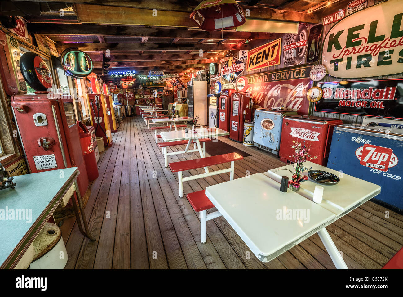 Interior of Bob's Gasoline Alley on historic Route 66 in Missouri Stock ...