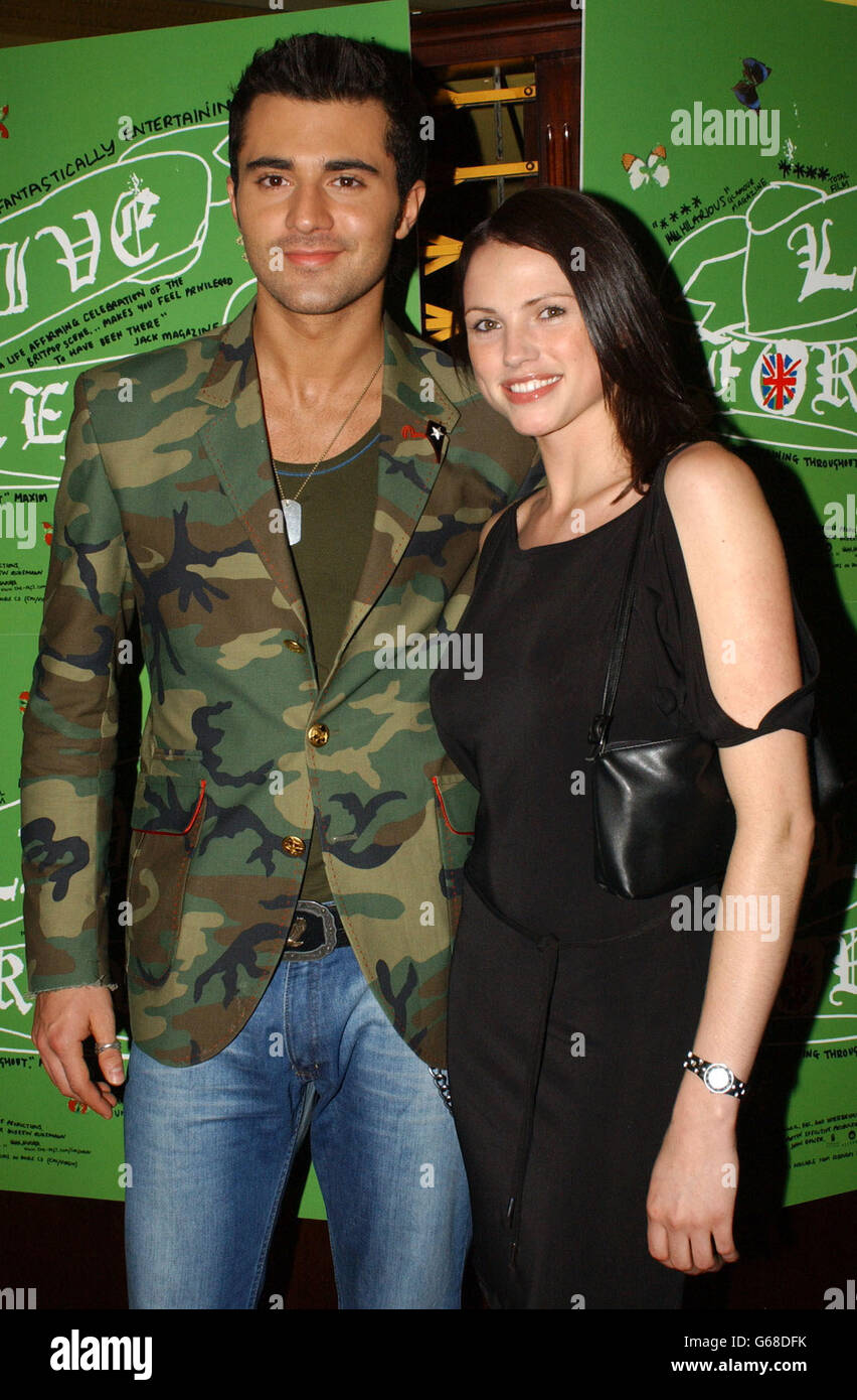 Singer Darius Danesh and model Kate Groombridge arriving for the premiere of the Britpop film documentary 'Live Forever' at the UGC Haymarket Cinema in London. Stock Photo