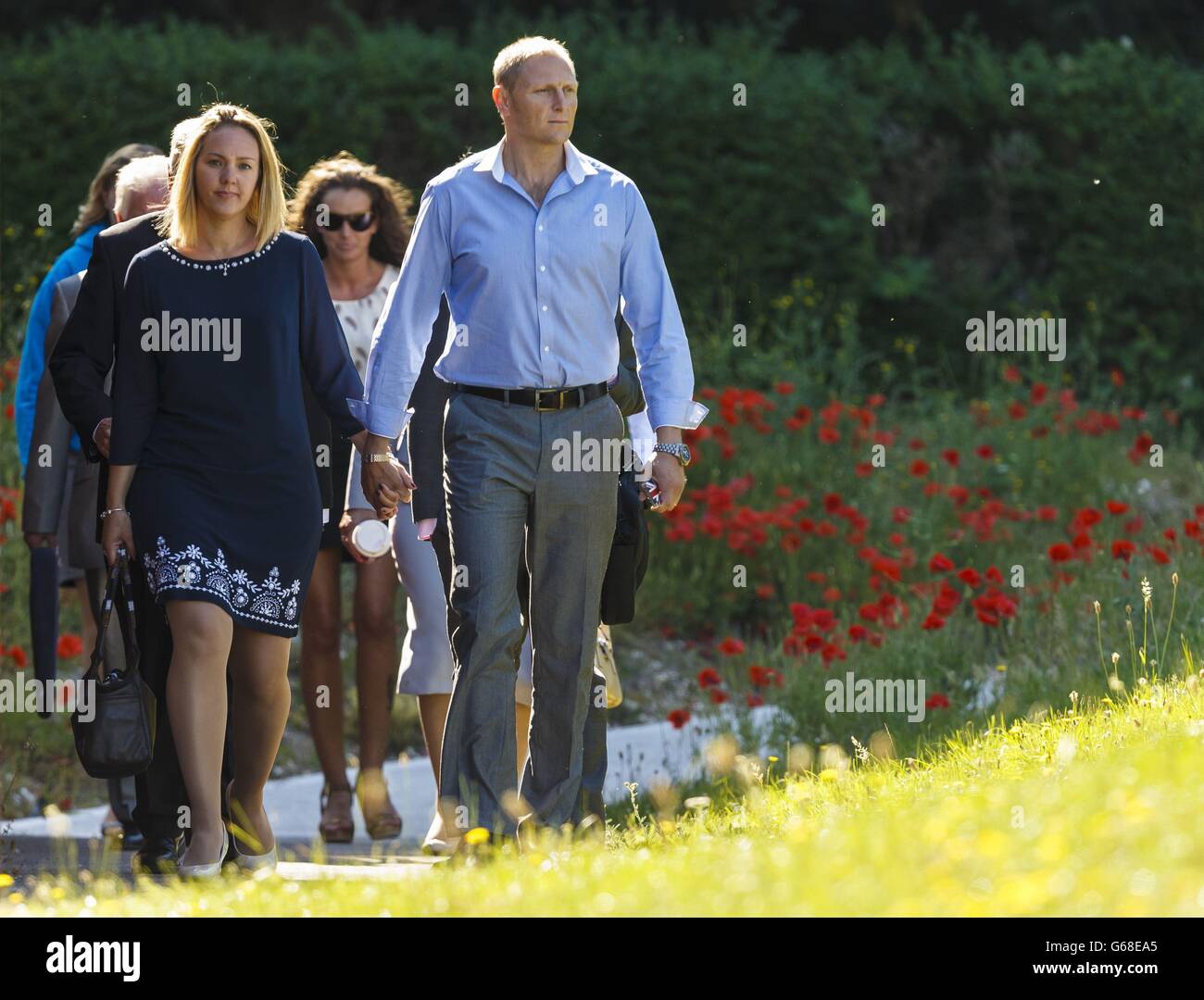 SAS sniper, Sergeant Danny Nightingale and wife Sally arriving at his court martial in Bulford, Wiltshire, where he is on trial charged with possession of a prohibited firearm and possession of 338 rounds of ammunition. Stock Photo