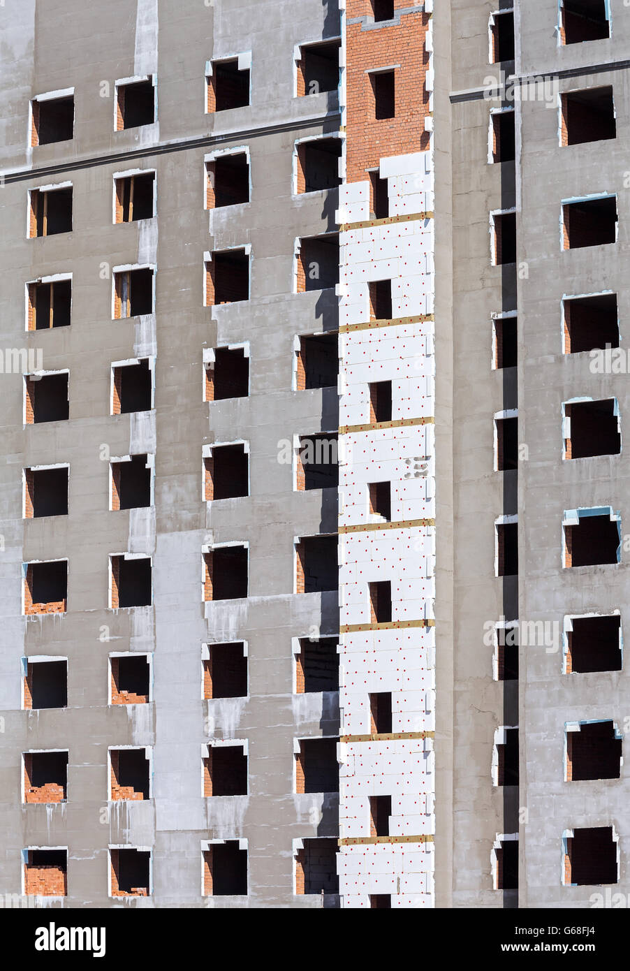thermal insulation walls of building with polystyrene foam Stock Photo
