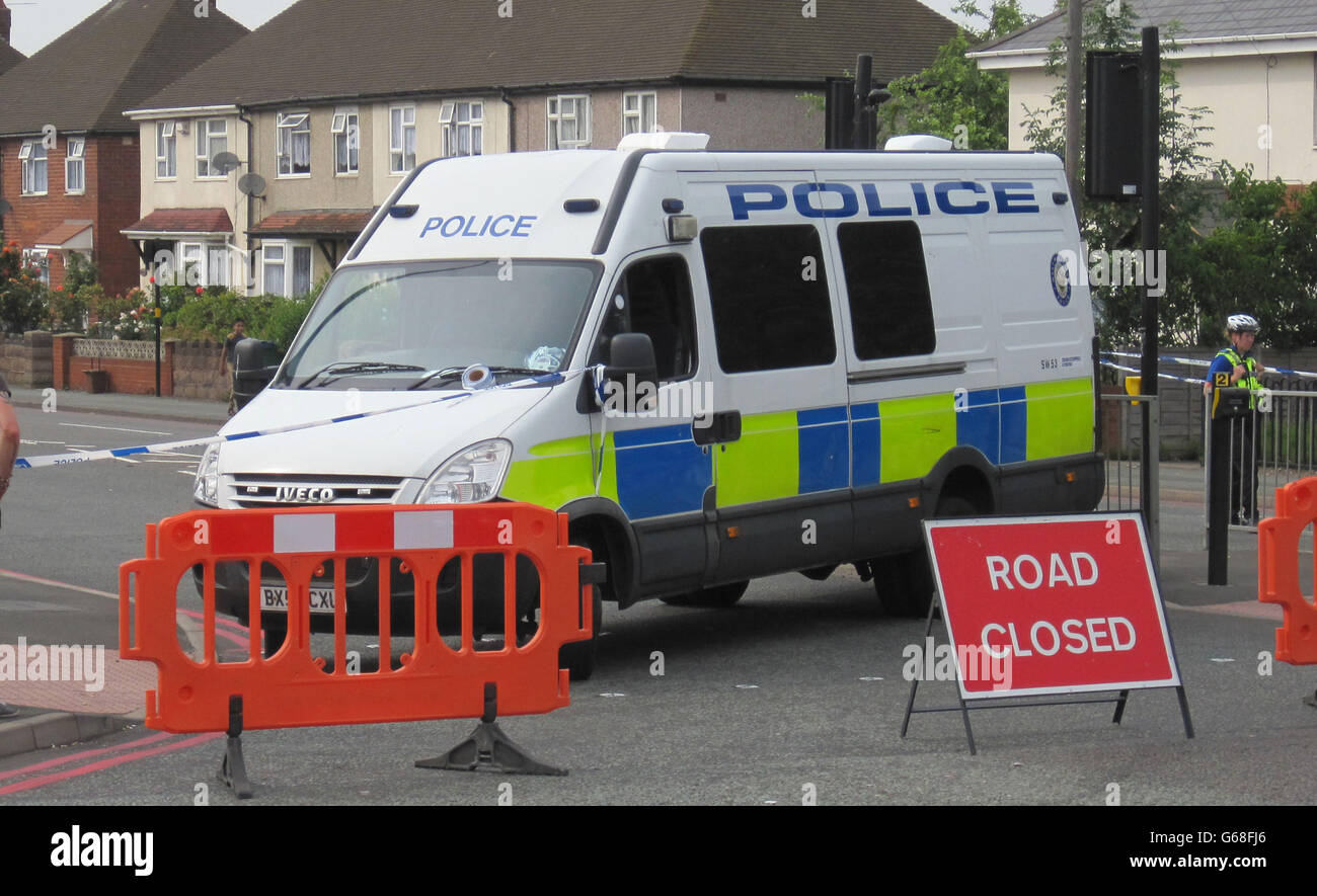 A police cordon at the junction of Dudley Port and Sedgley Road East in