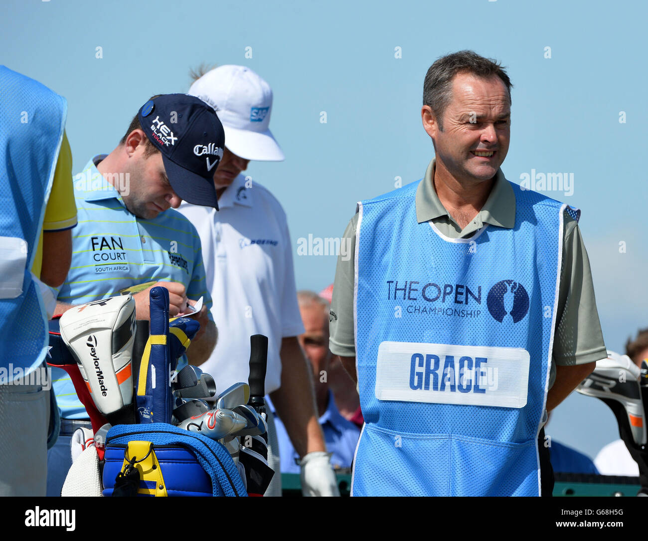 Branden Grace (left) with caddie Billy Foster during practice day three