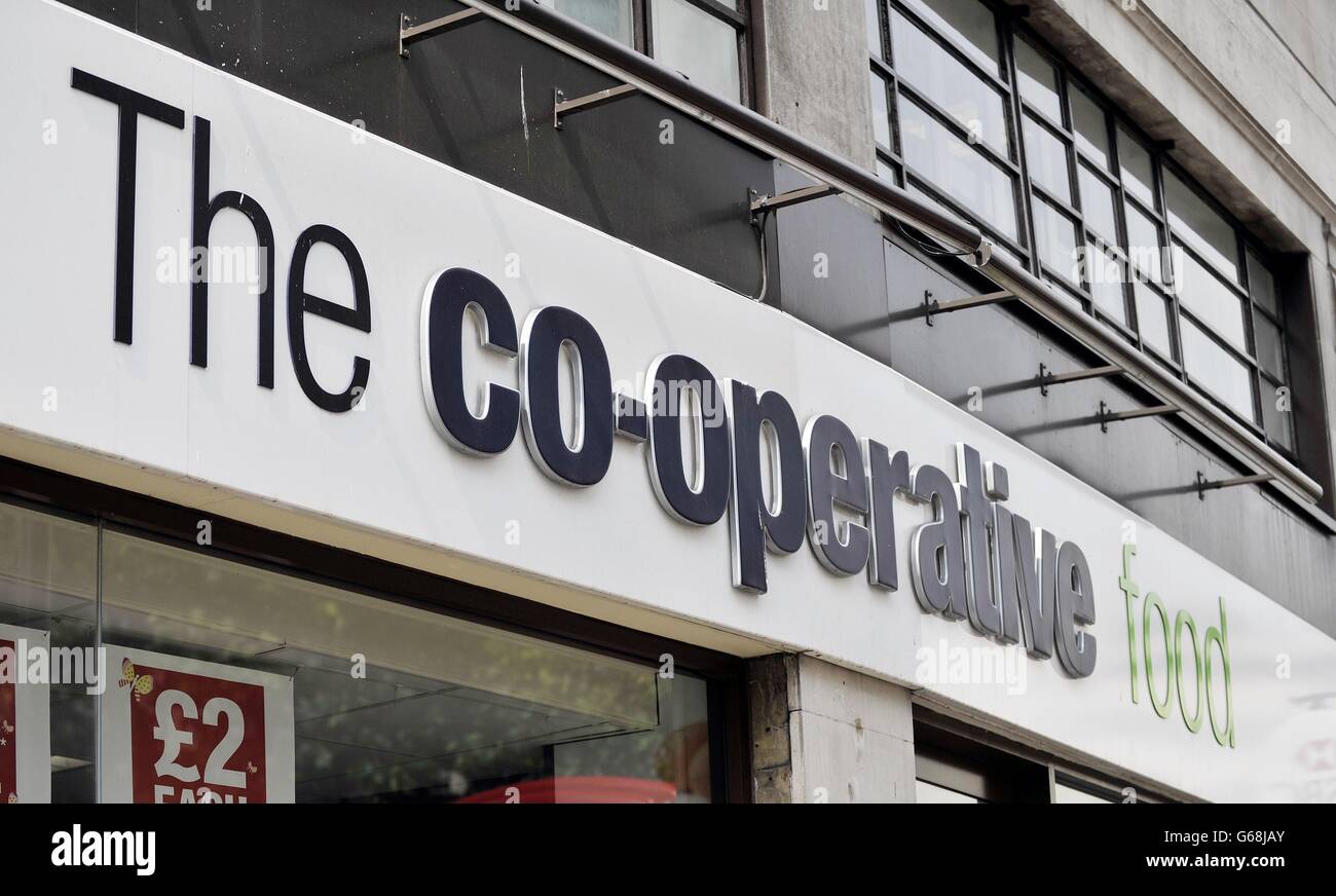 A general view of a Co-operative food store, in the Strand, central London, as the embattled Co-operative Group shrugged off woes in its banking arm as its supermarket business returned to food sales growth for the first time since February, according to new figures. Stock Photo