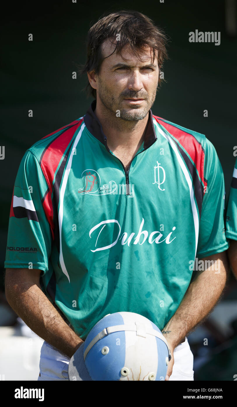 Adolfo Cambiaso of the Dubai Polo Team during the second semi-final of the Veuve Clicquot Polo Gold Cup at Cowdray Park in Midhurst, West Sussex. Stock Photo