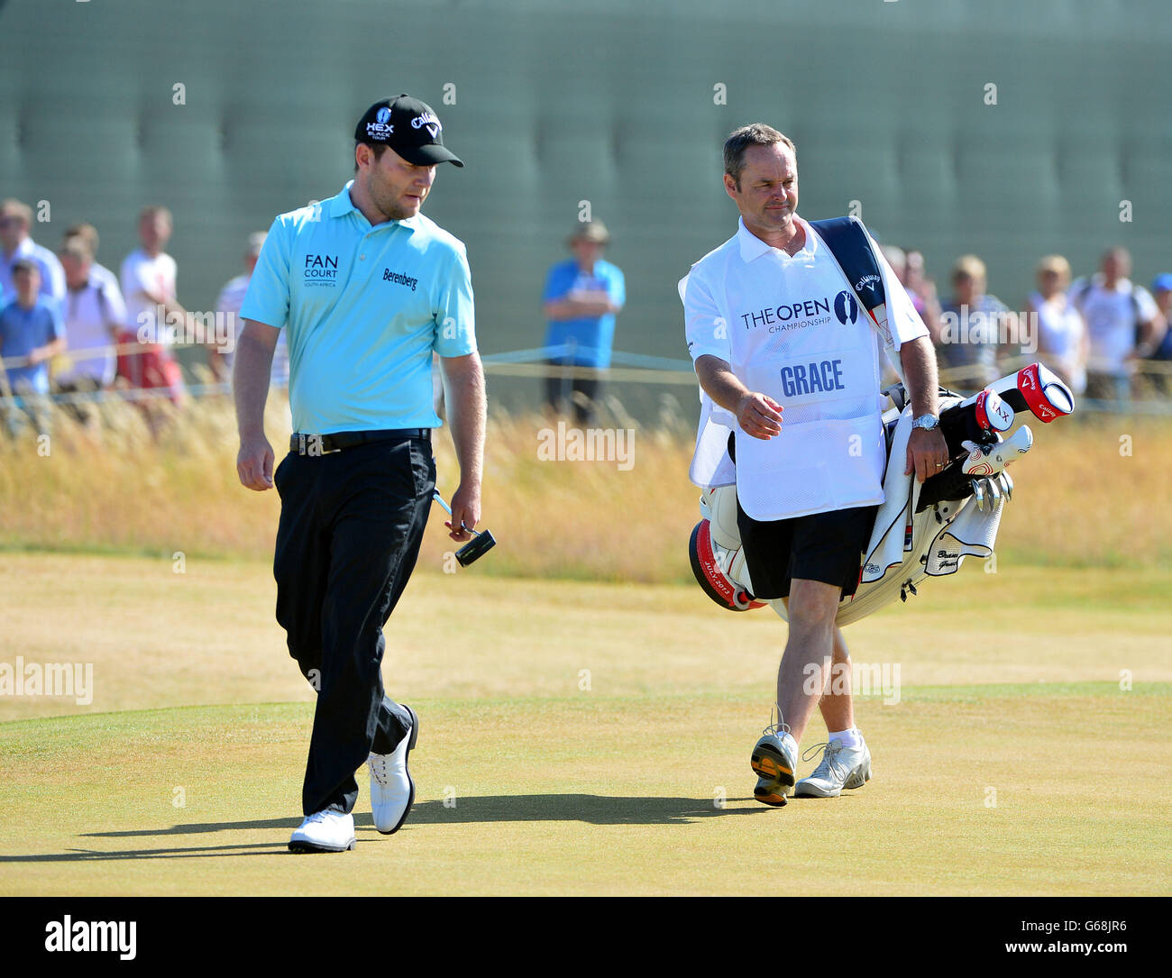South Africa's Branden Grace (left) with caddie Billy Foster during day
