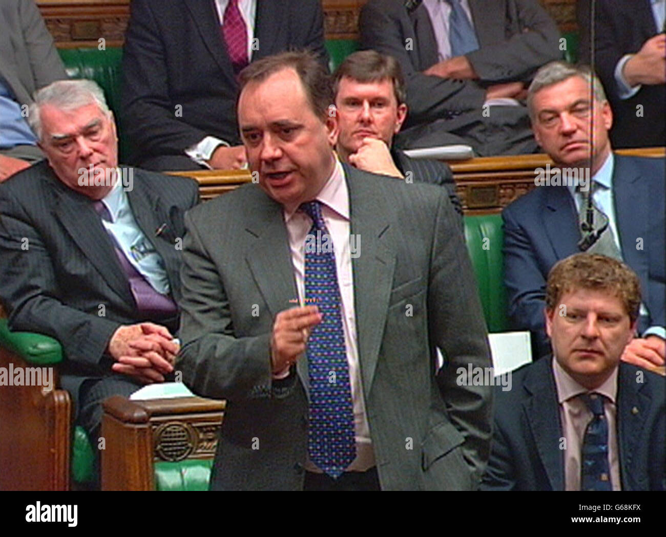 Scottish National Party Leader Alex Salmond responds to Foreign Secretary Jack Straw at the House of Commons. Robin Cook tonight put Tony Blair's resolve to the test - quitting the Cabinet as Britain and the US cleared the decks for military action against Iraq. * President George Bush will use a televised address to the American people - being broadcast at 1am UK time - to lay down an ultimatum to Saddam Hussein to leave his country or be removed by force. Stock Photo