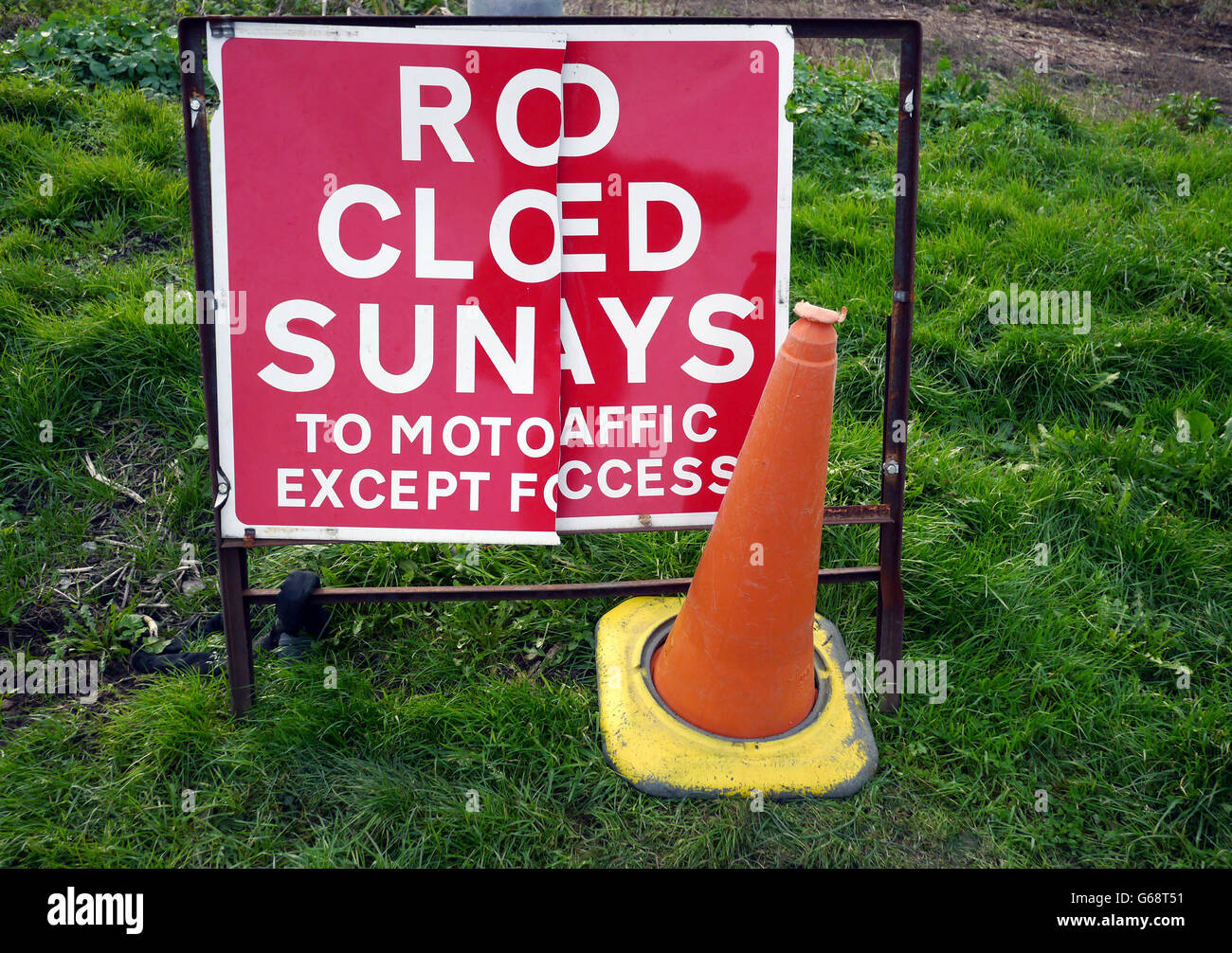 Dyslexic road sign Stock Photo