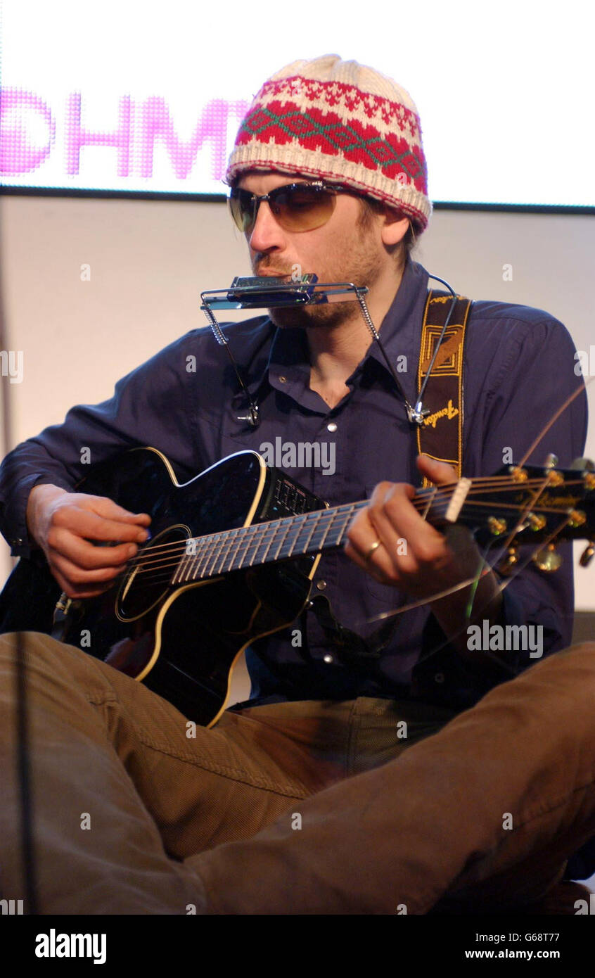 Singer Evan Dando performing on stage at HMV Oxford Street in London