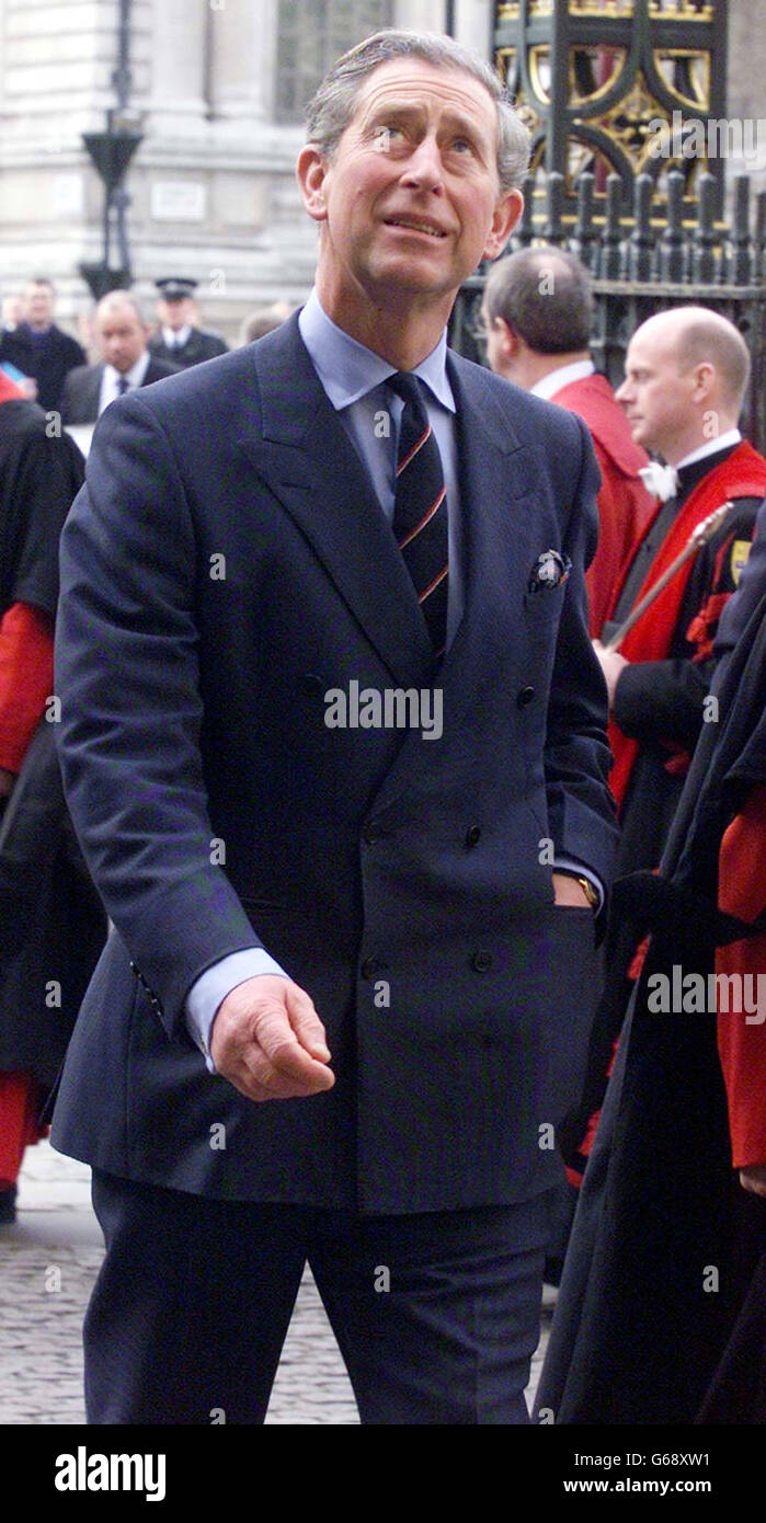 The Prince of Wales arrives at Westminster Abbey where with the Queen, the Duke of Edinburgh, politicians, senior diplomats and representatives from the World's faiths he attended a colourful service to celebrate Commonwealth Day. * The Abbey was alive with the sounds of drumming, Afropella singing and brass bands. Stock Photo