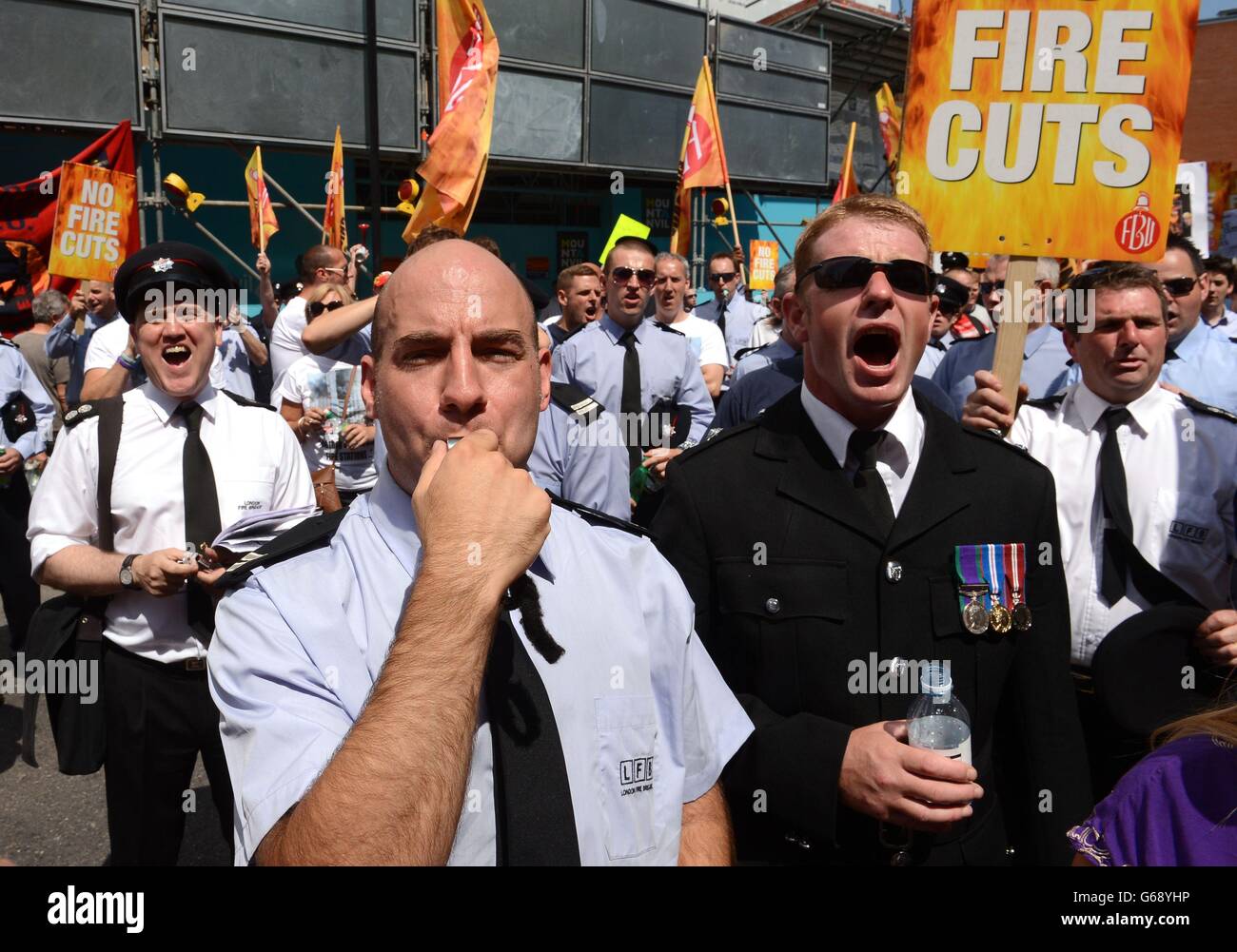 Demo over London Fire Service cuts Stock Photo