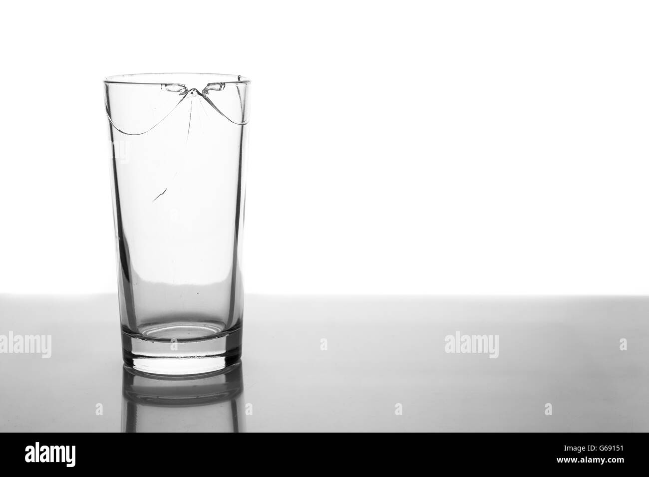 Broken glass on white background Stock Photo