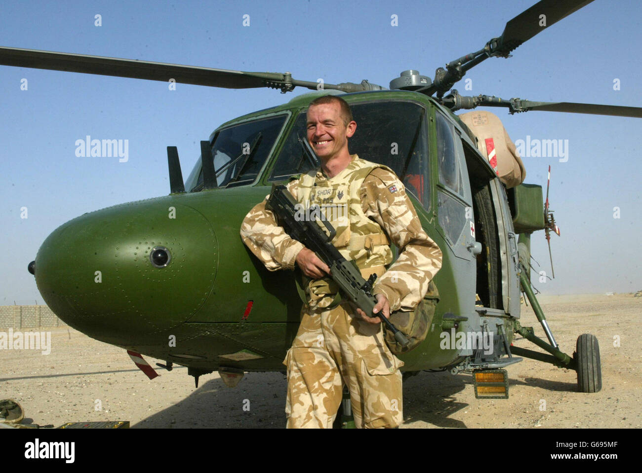 Sergeant Carl Short, ground crew for the Lynx helicopters with 3 Regiment Army Air Corps. Stock Photo