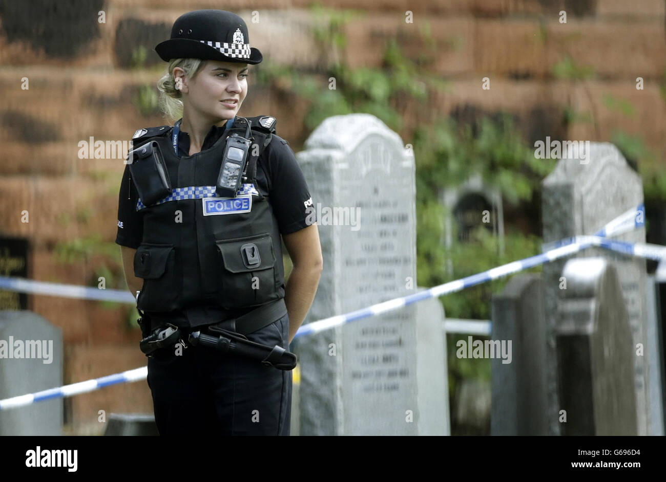 Baby remains found in cemetery Stock Photo