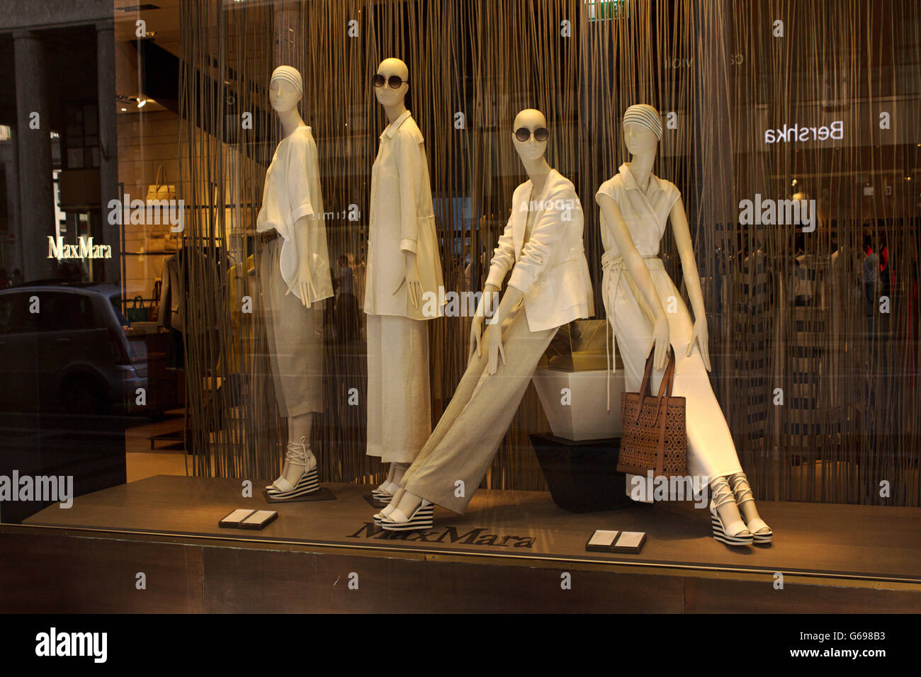 Max Mara women luxury high fashion and accessories shopping windows in  Turin fashion avenue, Via Roma Stock Photo - Alamy