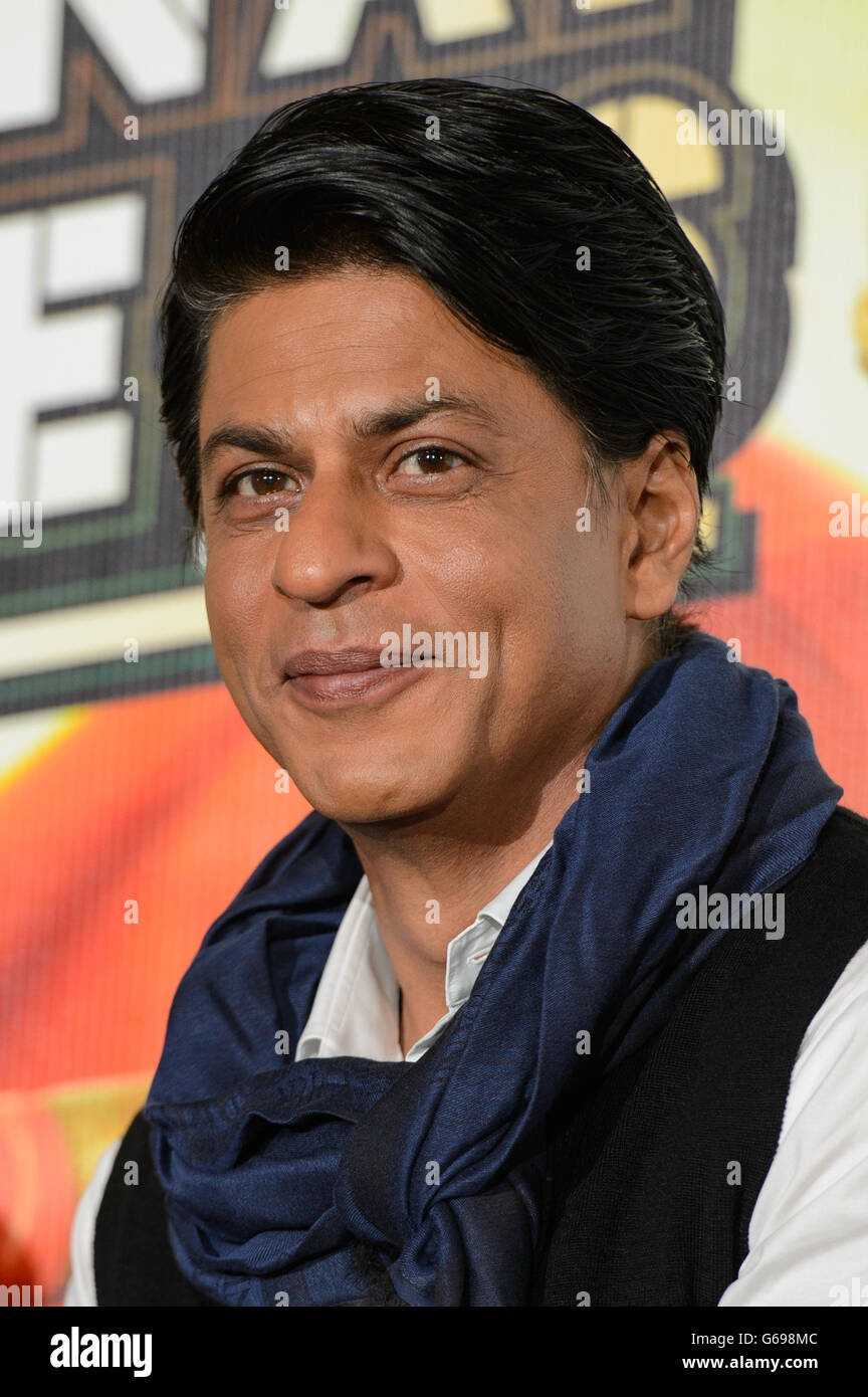 Shahrukh Khan at a press conference for the film 'Chennai Express' at the Courthouse hotel, in central London. Stock Photo