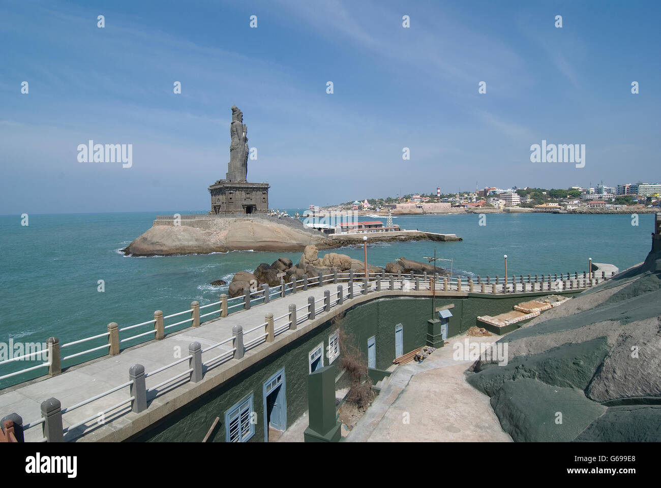 Statue of Tamil poet Thiruvalluvar, as seen from Vivekananda Rock