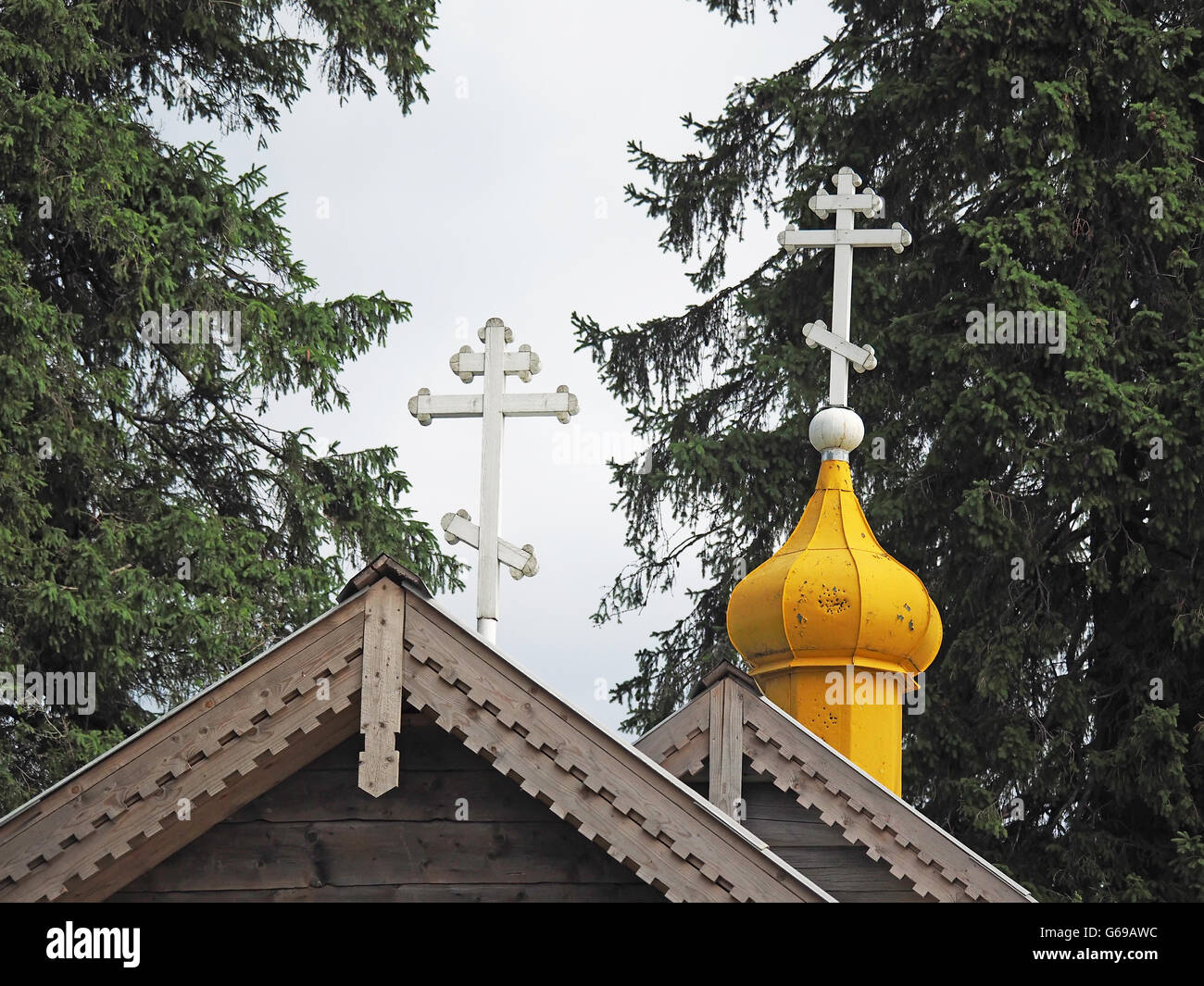 crosses on the domes of the Church Stock Photo - Alamy