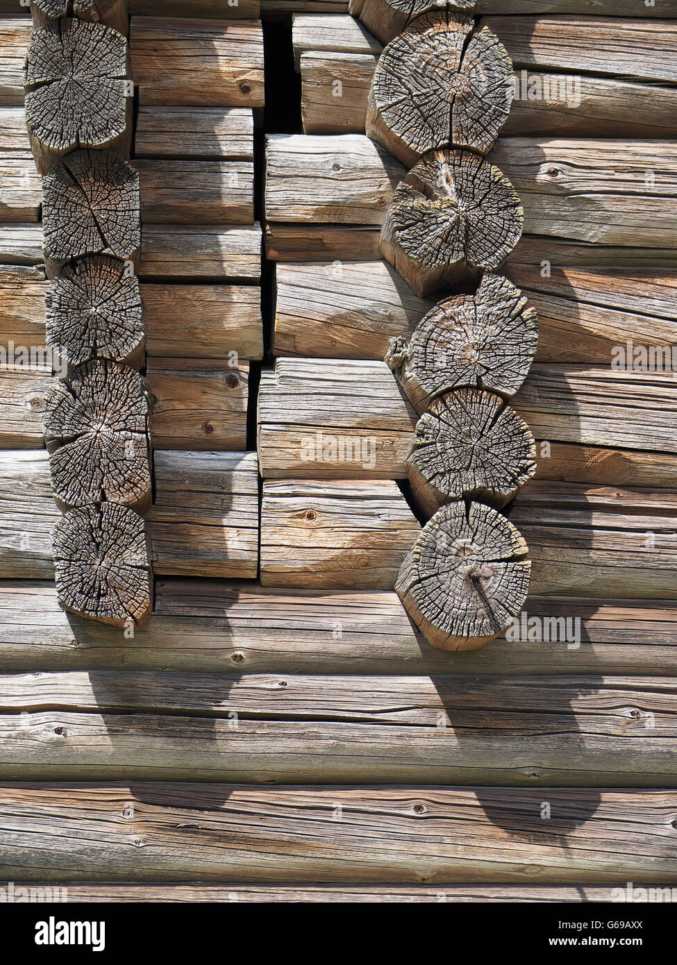 Old log cabin wood wall. background Stock Photo - Alamy