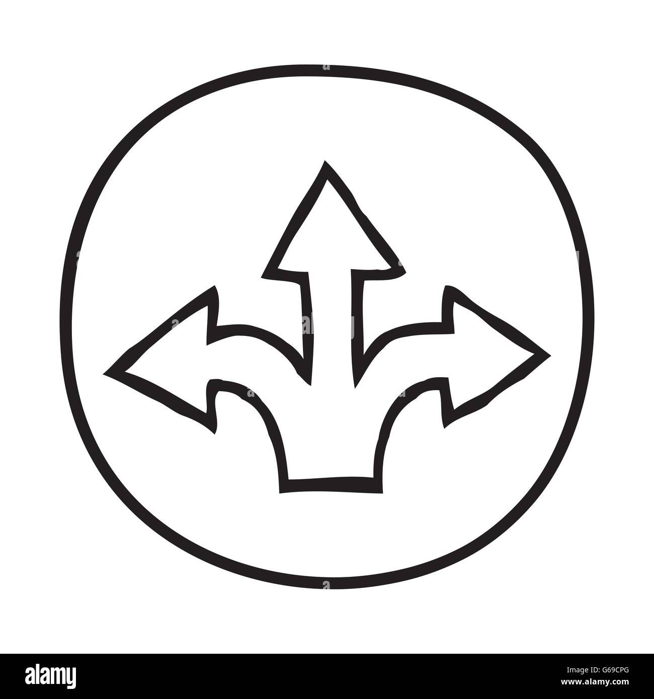 Doodle 3 Arrows icon. Stock Vector