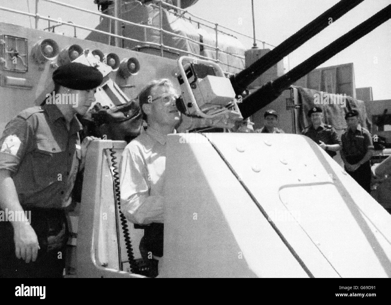 Tom King on board HMS Battleaxe Stock Photo